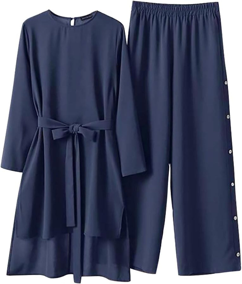 Muslim Clothes for Women Modest Abaya Button down Robe Afghan Loose Pant Dubai Attire Islamic plus Size Boho Caftan