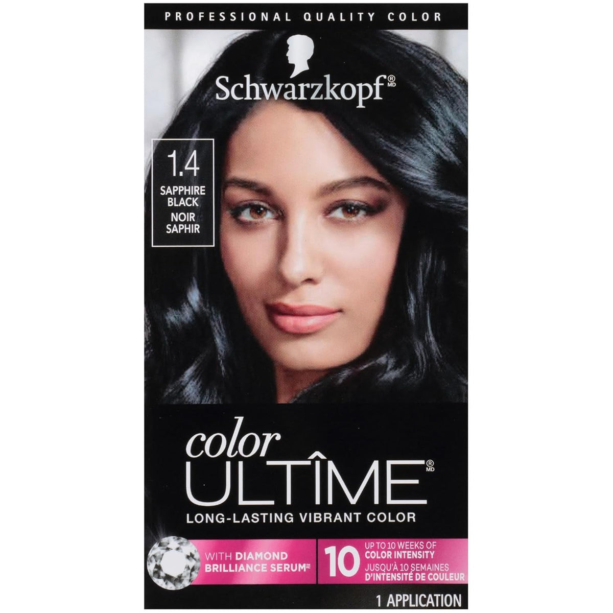 Color Ultime Hair Color, 1.4 Sapphire Black, 1 Application - Permanent Black Hair Dye for Vivid Color Intensity and Fade-Resistant Shine up to 10 Weeks