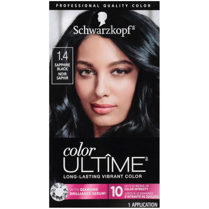 Color Ultime Hair Color, 1.4 Sapphire Black, 1 Application - Permanent Black Hair Dye for Vivid Color Intensity and Fade-Resistant Shine up to 10 Weeks