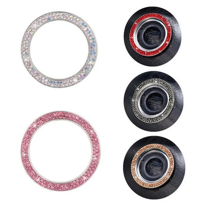 New Car One-Key Engine Start Stop Ignition Push Button Decorative Circle Ring Keyless Cover Trim Crystal Diamond Parts Decorate