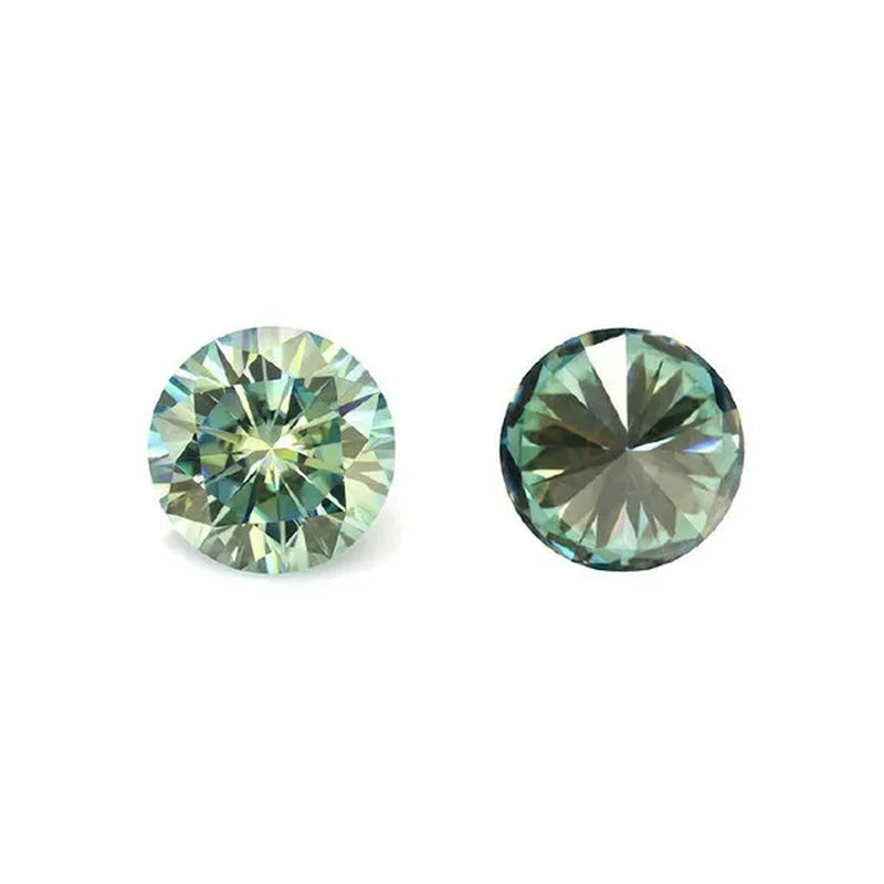 With AAAAA certificate Brilliant Loose Moissanite Blue Green Color Round Cut Diamond 6.5 MM 1CT
