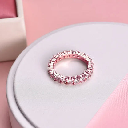 New Design Rings Silver Jewelry Custom Jewelry 925 Sterling Silver Cz Antique Eternity Ring Inlay Cubic Zirconia Unique Shaped Ring for Women Wedding Band
