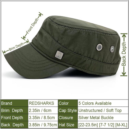 Polyester Water Resistant Military Caps for Men Quick Dry Cadet Hats for Women Army Cap Flat Top Dad Hat