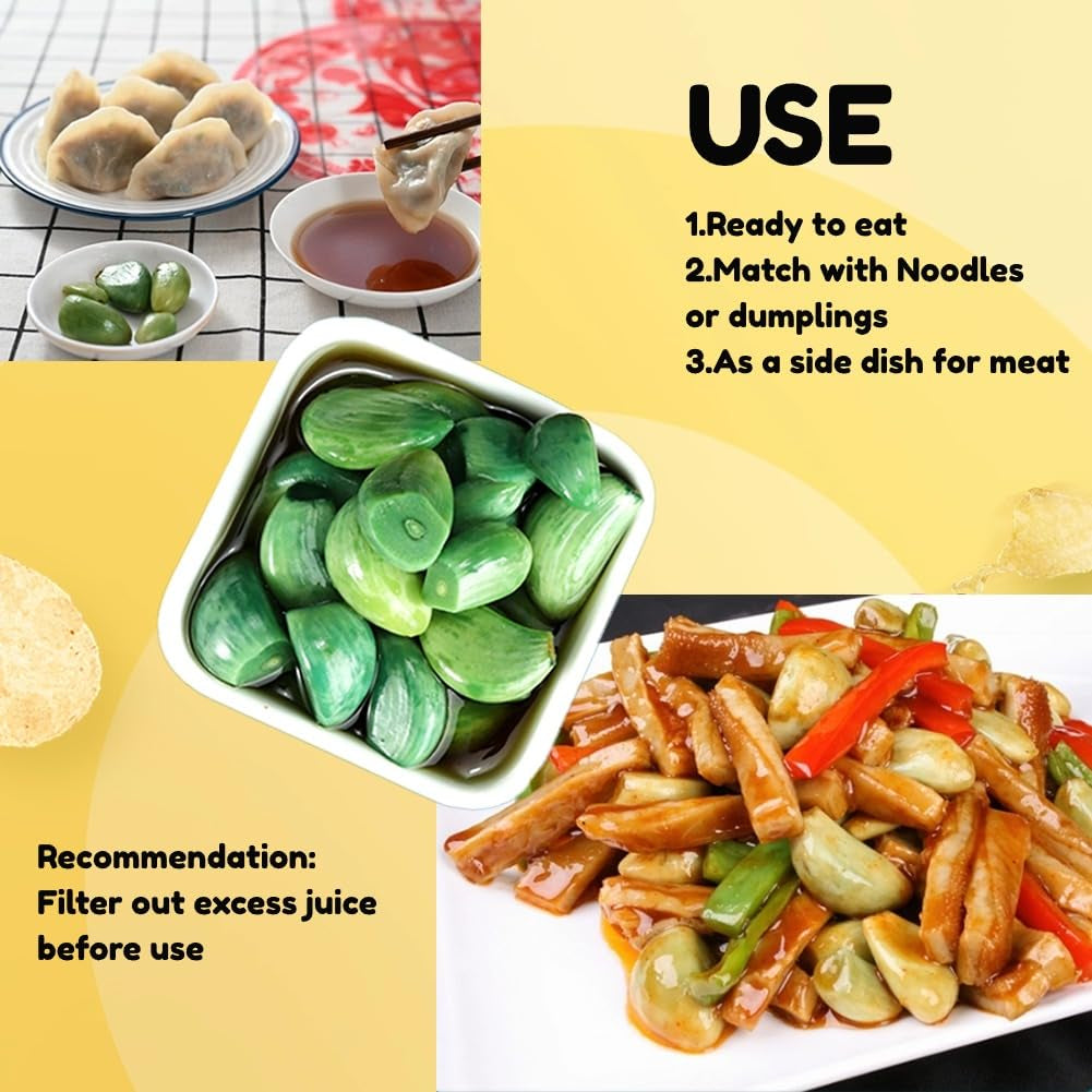 New Package Laba Garlic,Green Garlic Pickled,Jade Garlic,Tasty and Refreshing Green Garlic Cloves Chinese Pickled,Pickles Garlic Perfect for Rice,Chinese Food Pickled Garlic Pack (500, Grams)