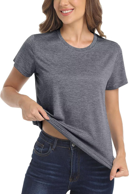 Women'S Short Sleeve Quick Dry T-Shirts Wicking Moisture Workout Athletic Running Shirts