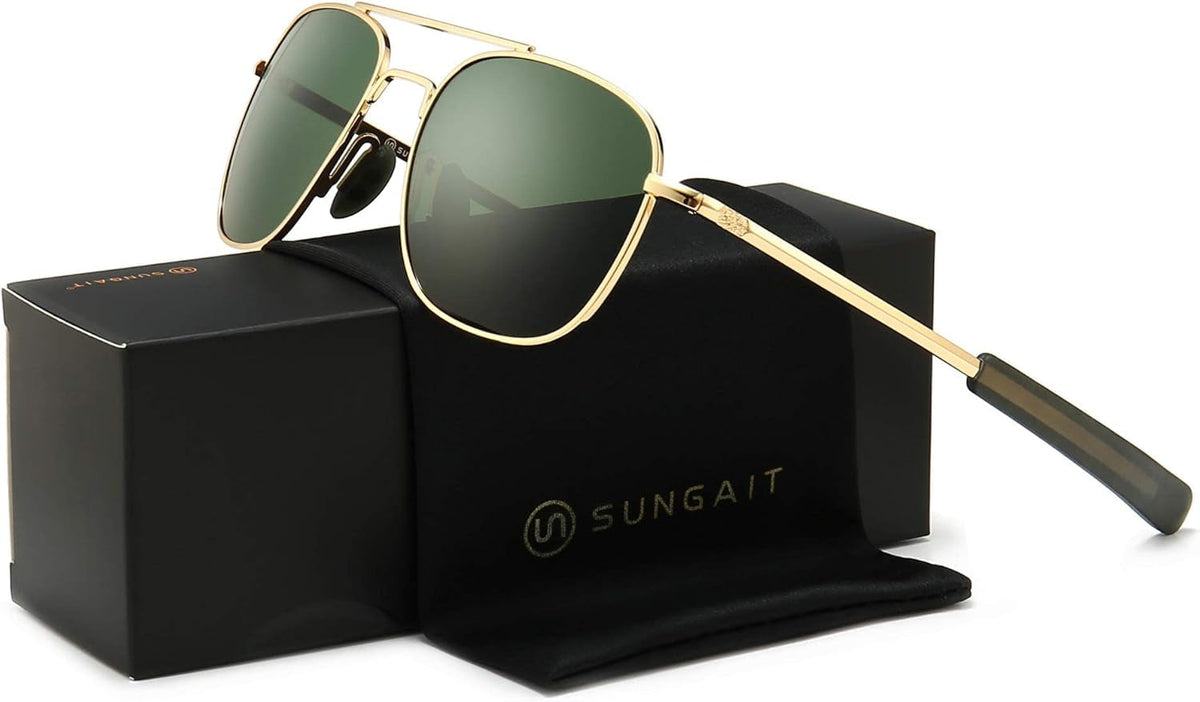 Men'S Military Style Polarized Pilot Aviator Sunglasses Bayonet Temples