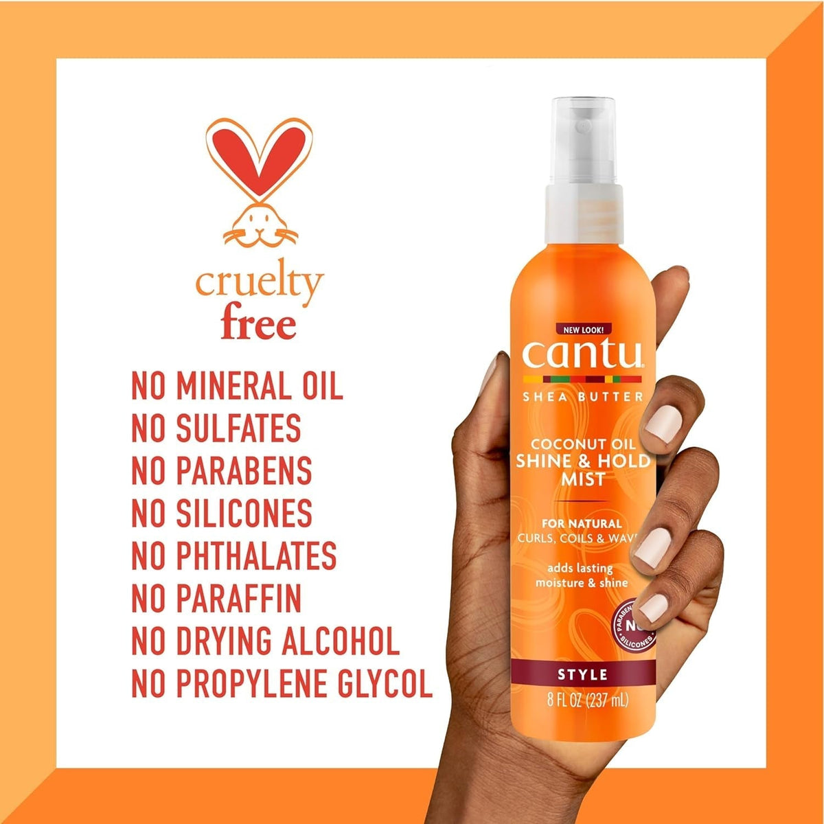 Coconut Oil Shine & Hold Mist with Shea Butter for Natural Hair, 8 Fl Oz