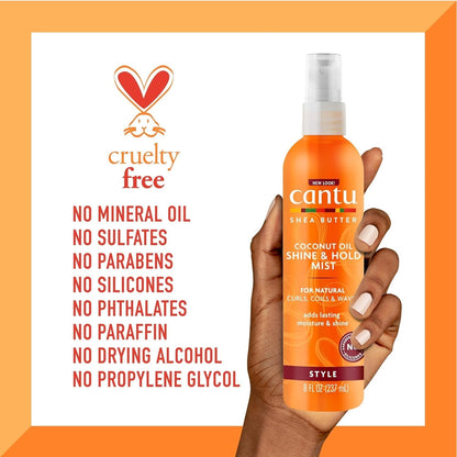 Coconut Oil Shine & Hold Mist with Shea Butter for Natural Hair, 8 Fl Oz
