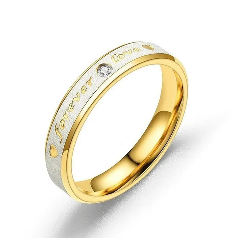 Stainless Steel Couple Forever Love Gold Titanium Couple Rings Jewlery Charm Diamond Ring Vintage Promise Ring Surprised Gift