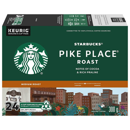 K-Cup Coffee Pods, Medium Roast Coffee, Pike Place Roast for Keurig Brewers, 100% Arabica, 6 boxes (60 pods total)
