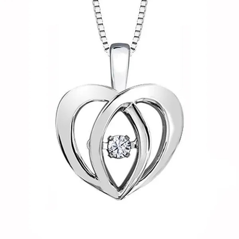 Cheri Jadore P3202-SS-05 Diamond Solitaire Heart Pendant, Sterling Silver - 0.05 CT.