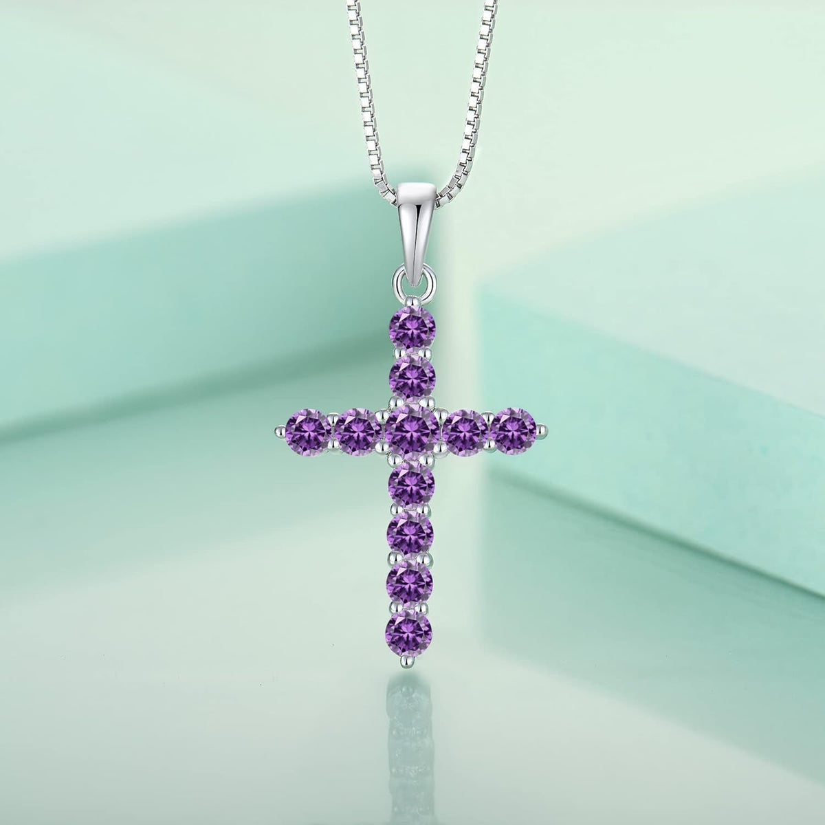 Cross Necklace Sterling Silver Crucifix Pendant Gemstones Jewelry for Women