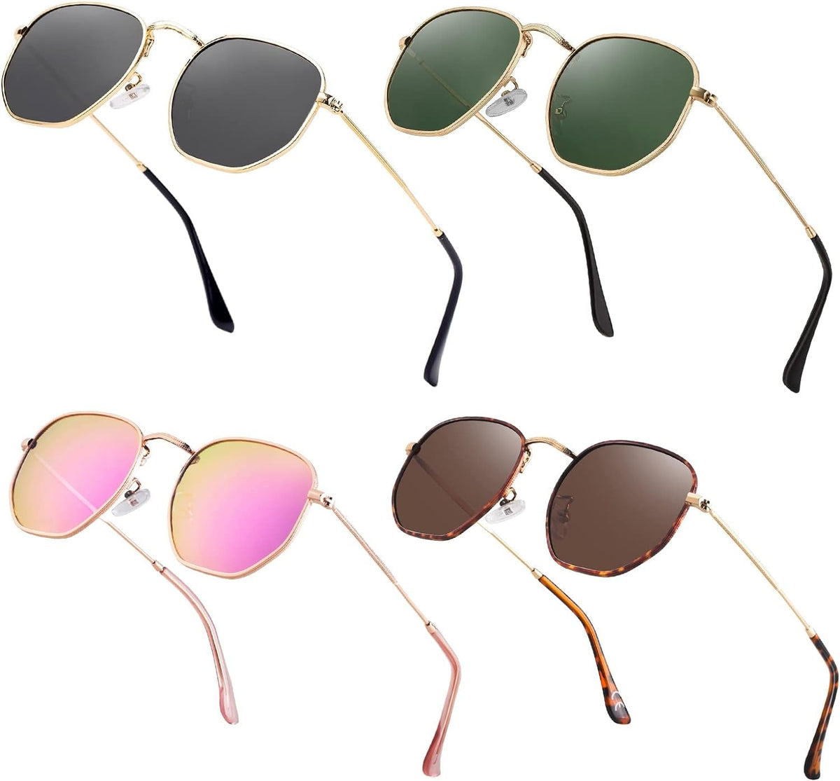 Hipster Hexagonal Polarized Sunglasses Men Women Geometric Square Small Vintage Metal Frame Retro Shade Glasses
