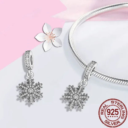 925 Sterling Silver Romantic Snowflake Pendant Charm Fit Charm Bracelets DIY for Christmas Bracelets Hot Jewelry Accessories