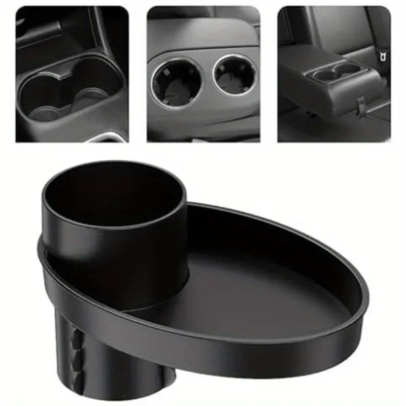 1pc Car Seat Snack Tray, Portable Cup Holder Plate, Toddler Car Seat Cup Holder Food Tray with Expandable Base, Cup Holder Tray for Car Seats, 360° Rotatable Car Seat Tray for Kids Travel