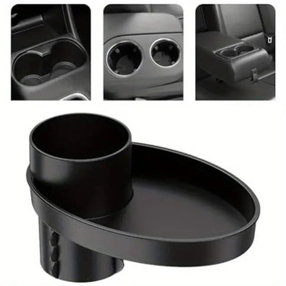 1pc Car Seat Snack Tray, Portable Cup Holder Plate, Toddler Car Seat Cup Holder Food Tray with Expandable Base, Cup Holder Tray for Car Seats, 360° Rotatable Car Seat Tray for Kids Travel