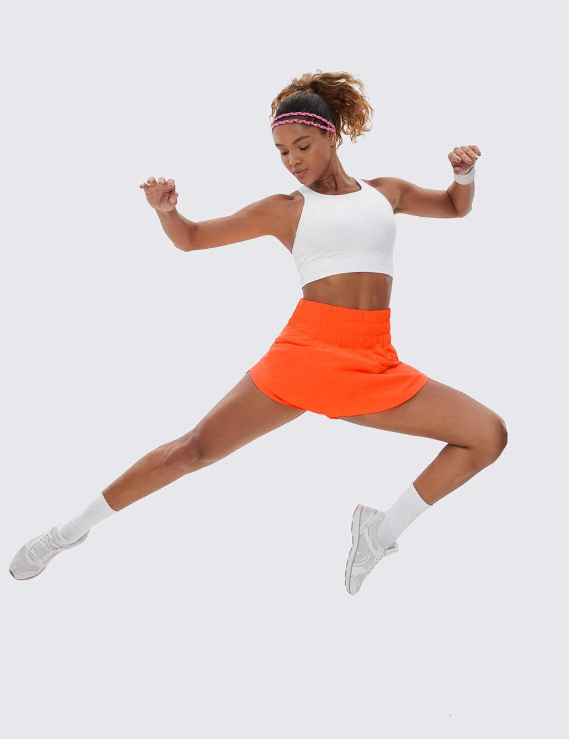 Athletic Shorts for Women High Waisted Flowy Ruffle Skirt Overlay for Workout Running Tennis with Zip Pocket