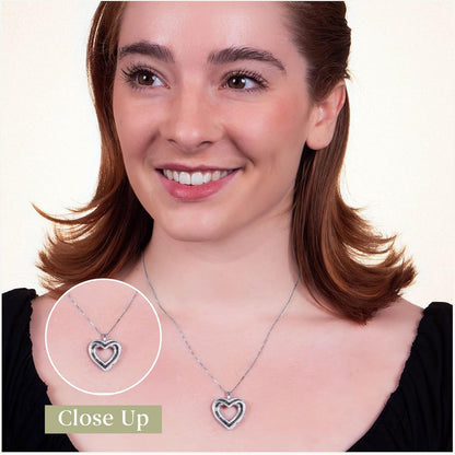Sterling Silver Necklace with Natural Round-Cut Black Diamond and Heart Shaped Pendant, 18-Inch White Silver Chain, 1/4 Carat Total Weight Diamonds, Elegant Gift Box Included