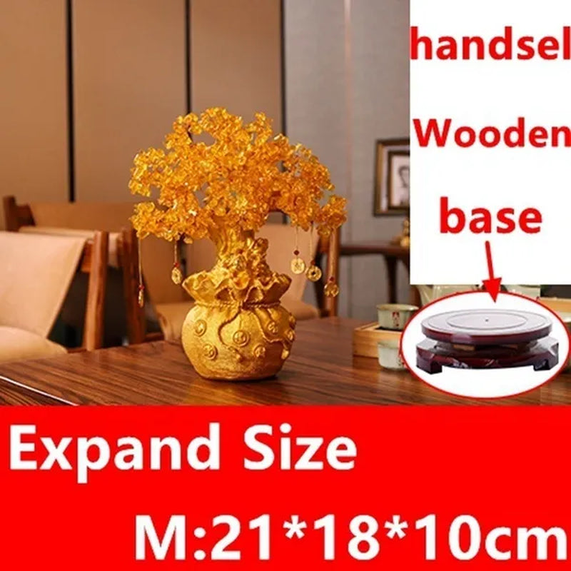 Resin Citrine Feng Shui Money Tree Lucky Tree Home Decoration Ornament Festival Holiday Gifts Bring Wealth