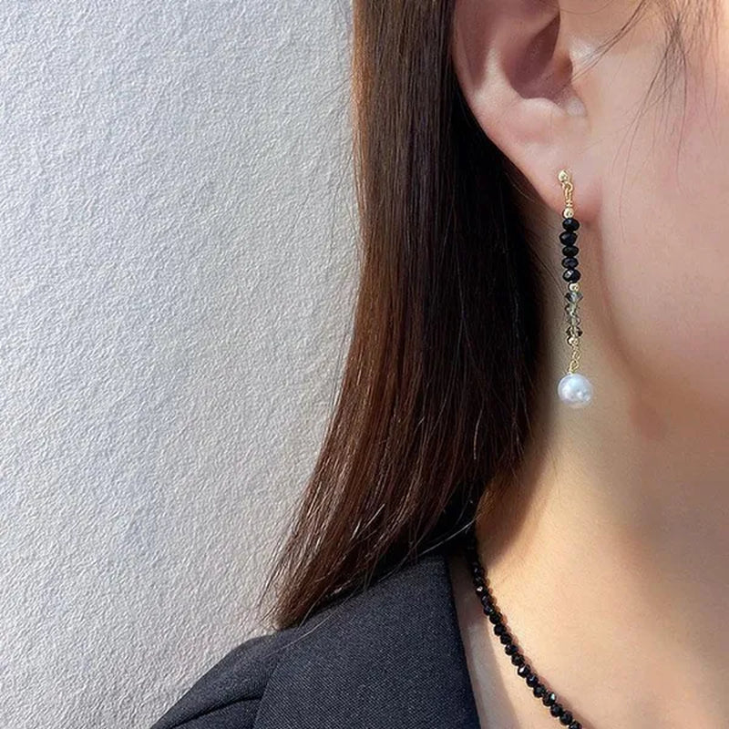 Luxury     Natural Black Spinel Moonstone Pearl Necklace Earring Bracelet Set Creative Women's Gemstone Beaded Thin Bracelet Clavicle Chain Necklace Tassel Stud Earrings Dangle Earrings Sparking Birthday Anniversary Halloween Christmas Jewelry Set Gift