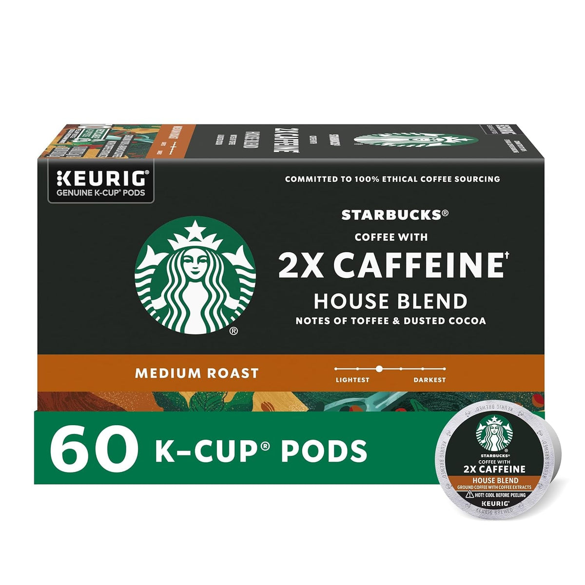 K-Cup Coffee Pods, Medium Roast Coffee, Pike Place Roast for Keurig Brewers, 100% Arabica, 6 boxes (60 pods total)