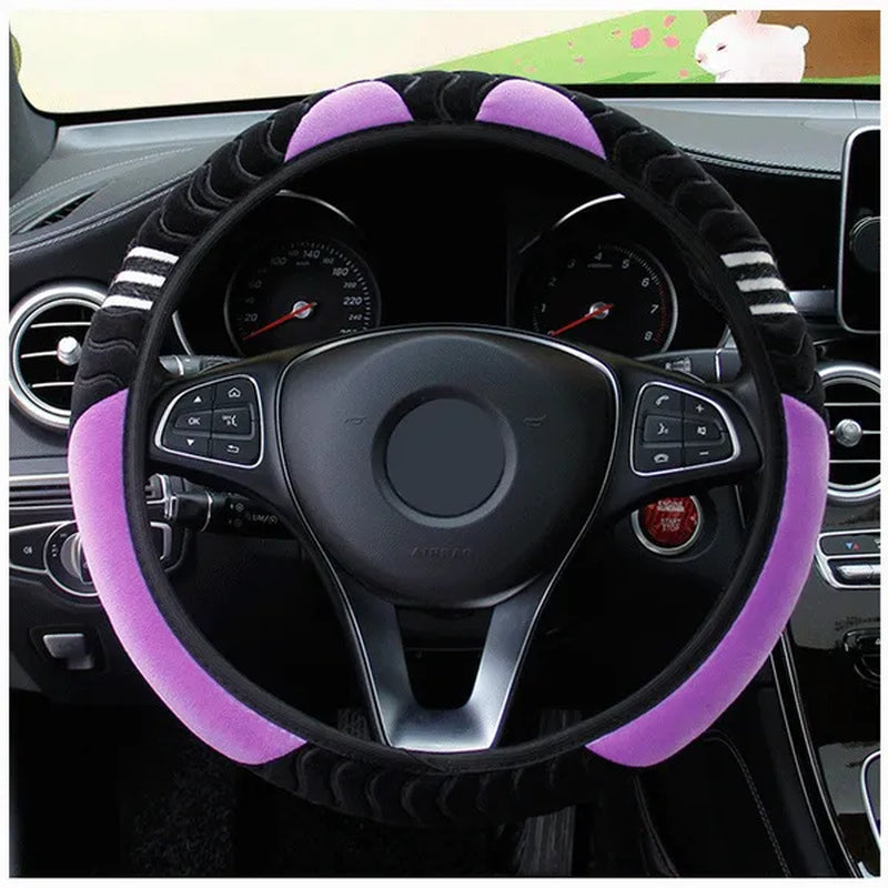 Cute Cartoon Ears Cat Steering Wheel Universal Car Shape Steering Wheel Grip Cover Car Decoration