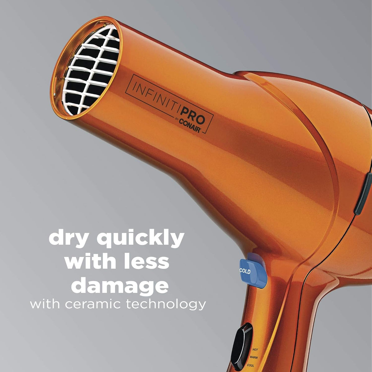 INFINITIPRO by  Hair Dryer with Diffuser | Salon Performance AC Motor Blow Dryer | Includes Diffuser, Concentrator and Bonus Blow-Out Brush | Orange | Packaging May Vary