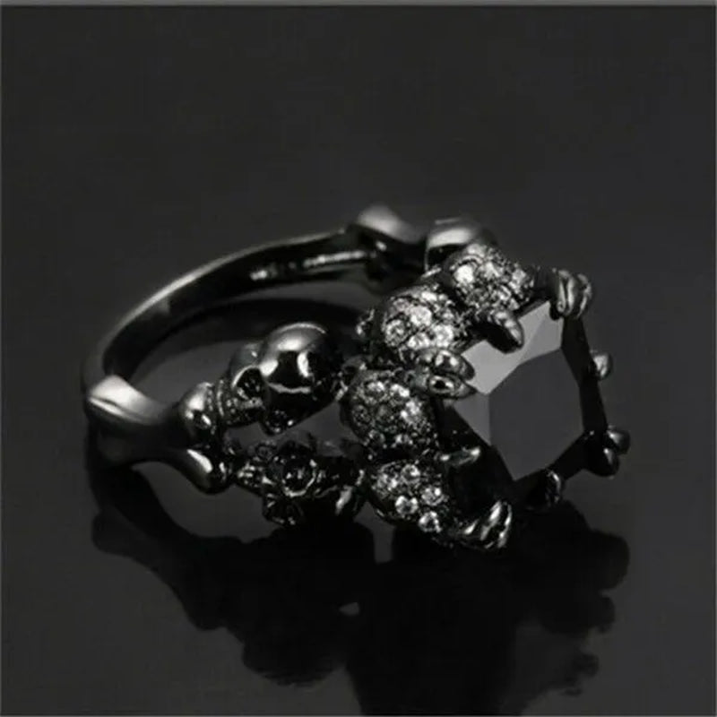 Fashion Zircon Jewelry Women Men Black Gold Wedding Ring Size 6-10 Arrow