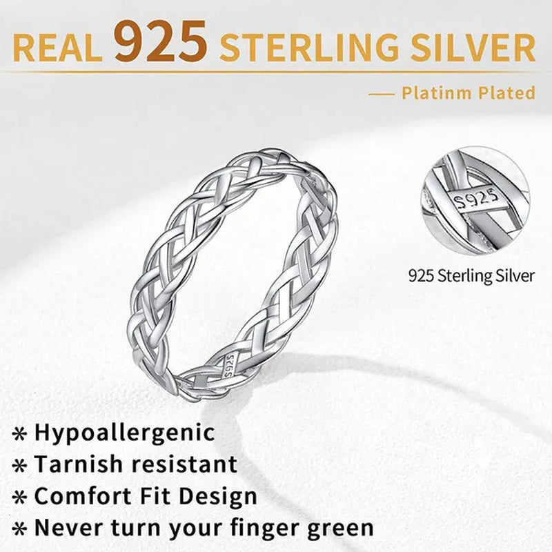 Chicsilver 925 Sterling Silver Ring for Women Men 4Mm Celtic Knot Wedding Band Eternity Ring Size 4 to 12