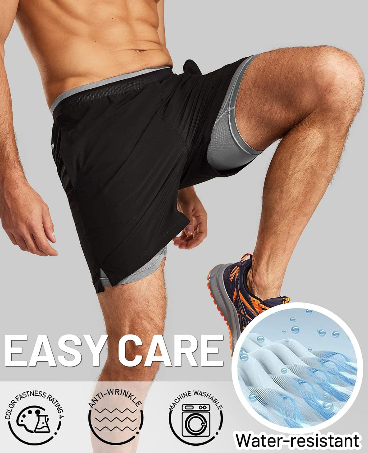 Men'S 2 in 1 Running Shorts with Liner 5" Quick Dry Gym Workout Athletic Shorts with Pockets, Lightweight, Breathable