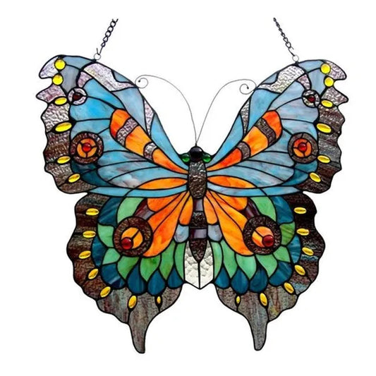 Chloe CH1P544GA21-GPN 21 x 20 in. Lighting Mariposa Tiffany Glass Butterfly Window Panel -