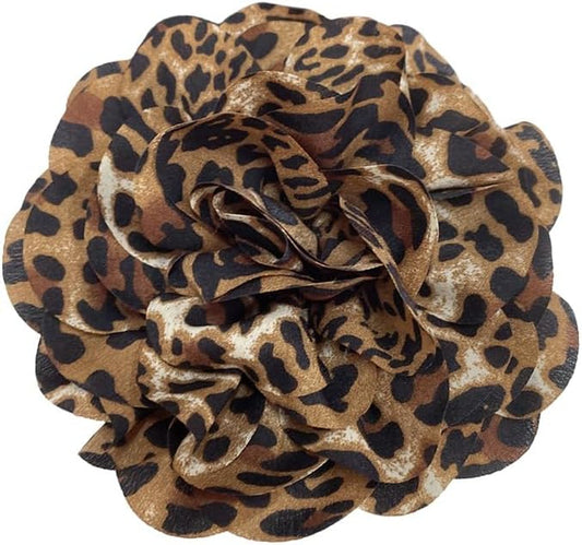 Dainty Fabric Leopard Rose Flower Large Brooch Lapel Pins Handmade Flower Brooches Pin Classic for Women Wedding Party Dance Banquet Dress Suit Clothes Accessories Jewelry Gifts 140Mm