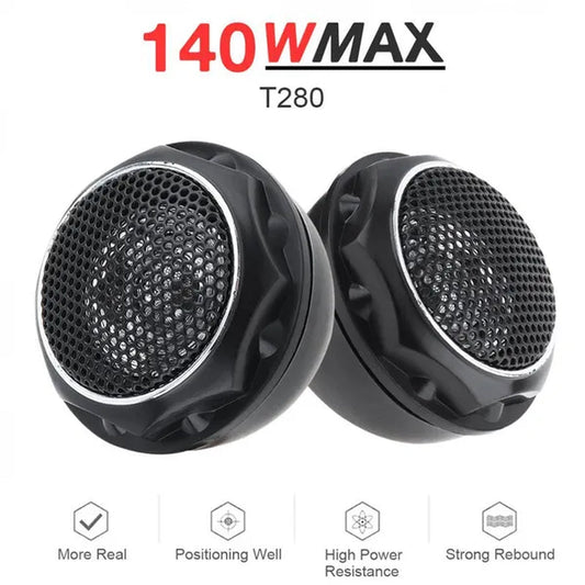 2Pcs 140W T280 High Efficiency ABS + Metal Mini Dome Tweeter Speakers for Car Audio System