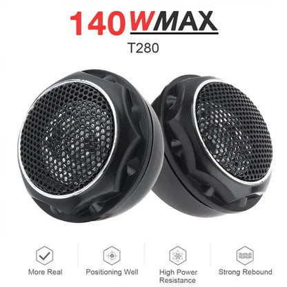 2Pcs 140W T280 High Efficiency ABS + Metal Mini Dome Tweeter Speakers for Car Audio System