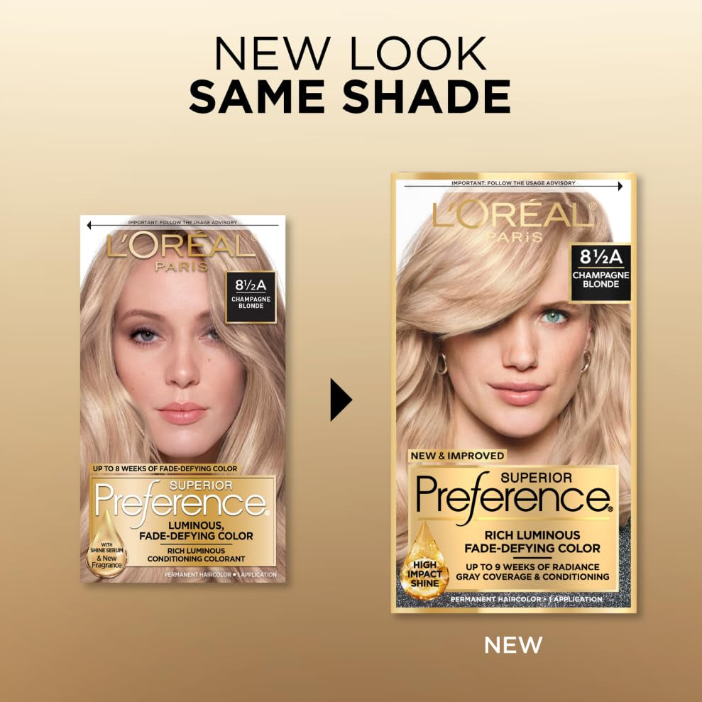 Superior Preference Fade-Defying + Shine Permanent Hair Color, 8.5A Champagne Blonde, Pack of 1, Hair Dye
