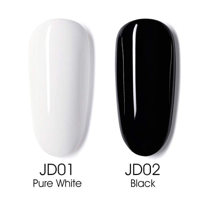 VENALISA 2Pcs 15Ml Black White Gel Nail Polish Kit, Nail Gel Polish Set Soak off UV LED Nail Art Starter Manicure Salon DIY at Home
