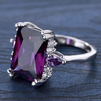 Natural Women Jewelry 12CT Amethyst Wedding Ring Size 5-11