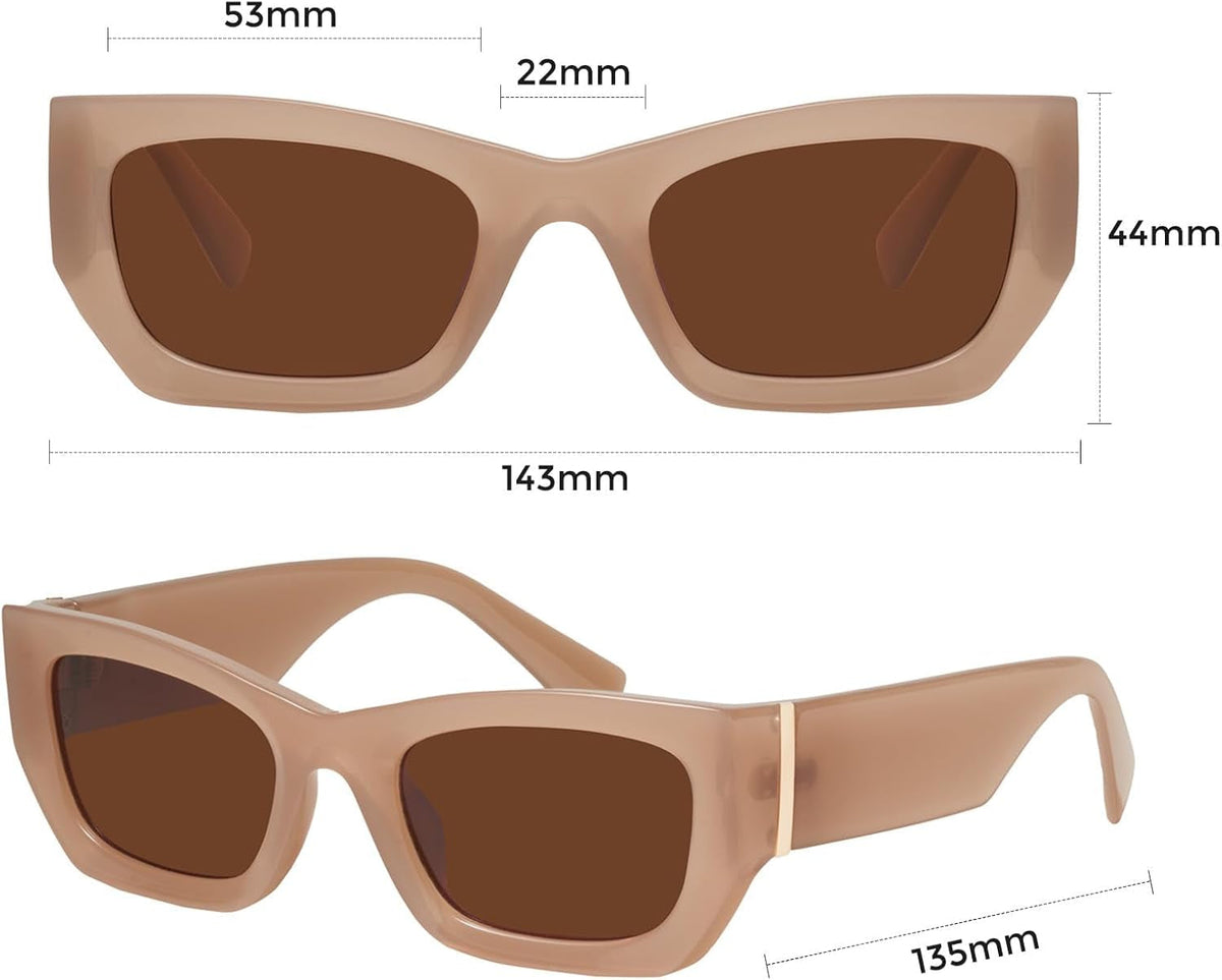 Retro Cat Eye Rectangle Polarized Sunglasses for Women Chunky Style MS52370