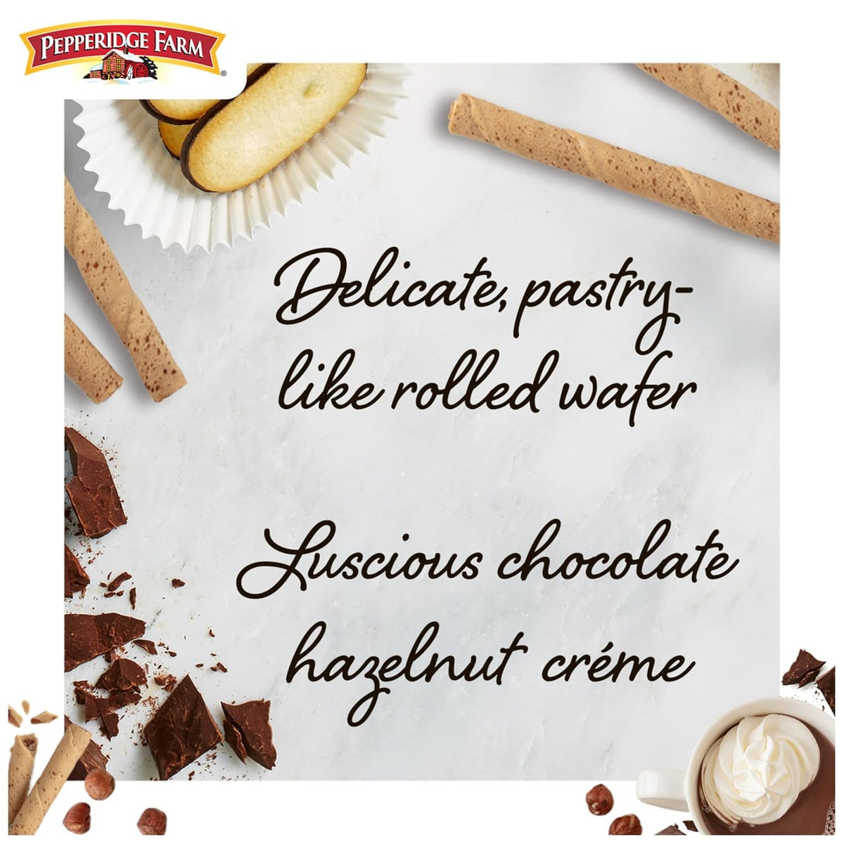 Pirouette Cookies, Chocolate Hazelnut Créme Filled Wafers, 13.5 Oz Tin