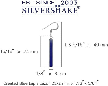 Stone Inlay White Gold Plated or 18K Gold Plated 925 Sterling Silver Long Stick Dangle Hook Earrings Jewelry for Women