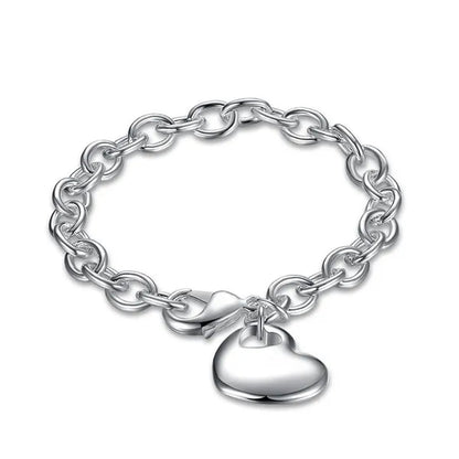 New Arrival 925 Sterling Silver Jewelry Sets Fashion Heart Necklace Bracelet Set OT