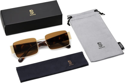 Retro Fashion Rectangle Sunglasses Womens Mens Vintage Trendy Square Shades SJ1162