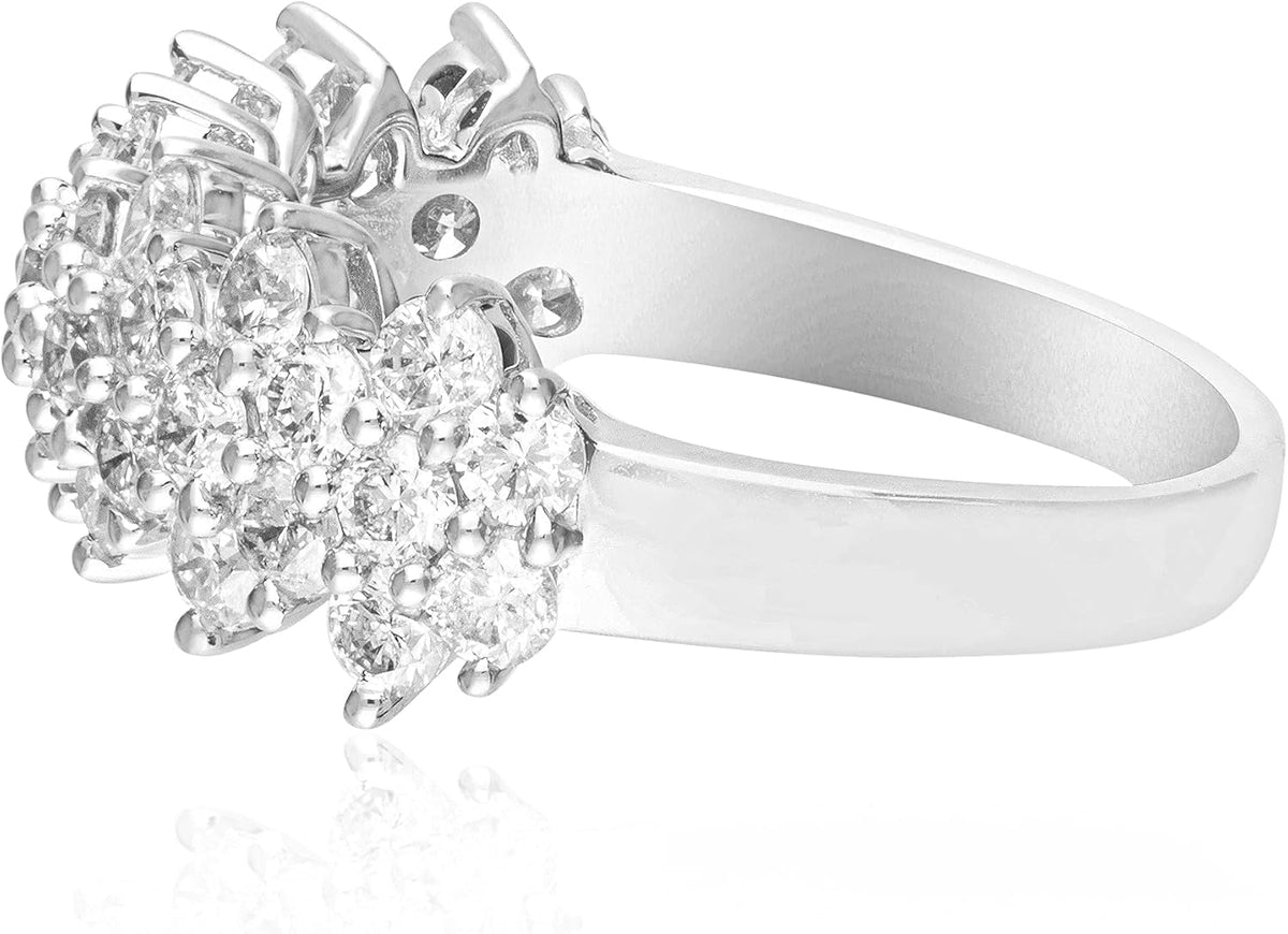 14K White Gold Natural White Diamond Ring for Women | Ethically, Authentically & Organically Sourced (Round-Cut) Shaped Diamond Hand-Crafted Jewelry for Her | Diamond Ring for Women