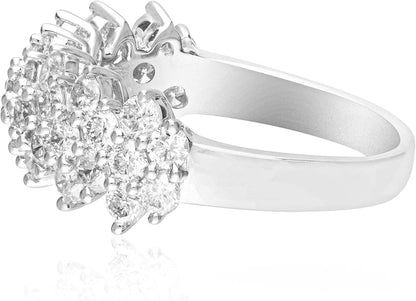 14K White Gold Natural White Diamond Ring for Women | Ethically, Authentically & Organically Sourced (Round-Cut) Shaped Diamond Hand-Crafted Jewelry for Her | Diamond Ring for Women