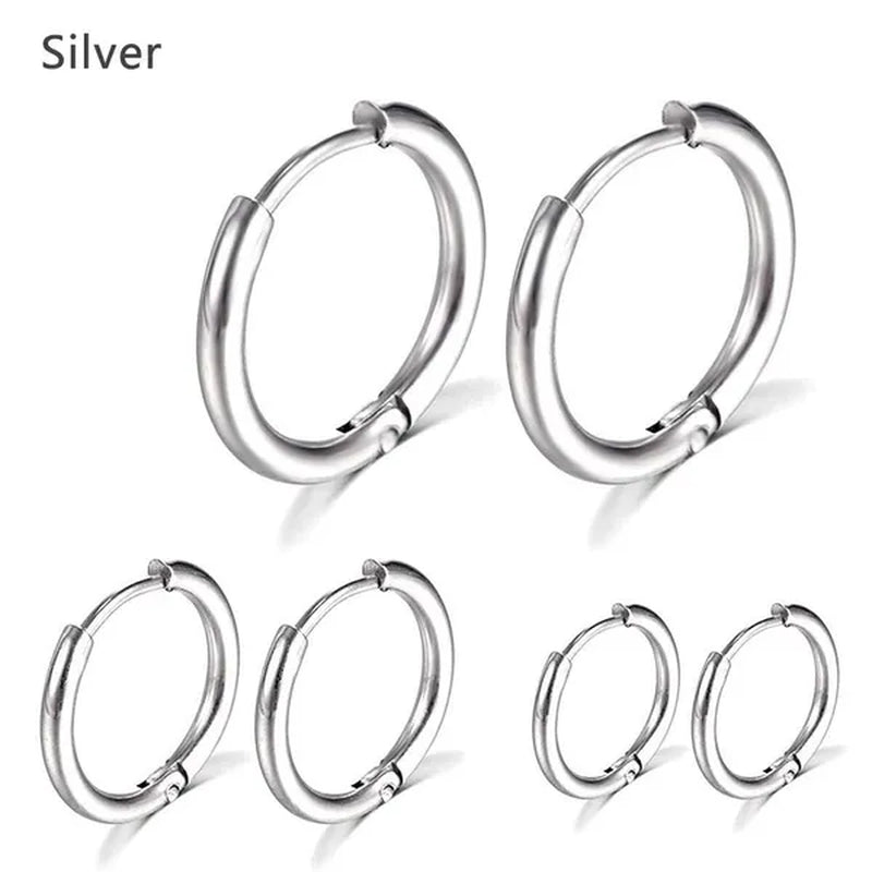 8Mm to 25Mm Unisex Stainless Steel Hoop Earring，Stainless Steel Ear Hoops Punk Style Ear Cartilage Hoop Earrings for Men and Women