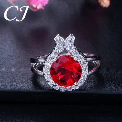 CANDICE Romantic Sterling Silver Jewelry Purple Crystal Pendants Necklace Earrings Ring Set For Women Girls