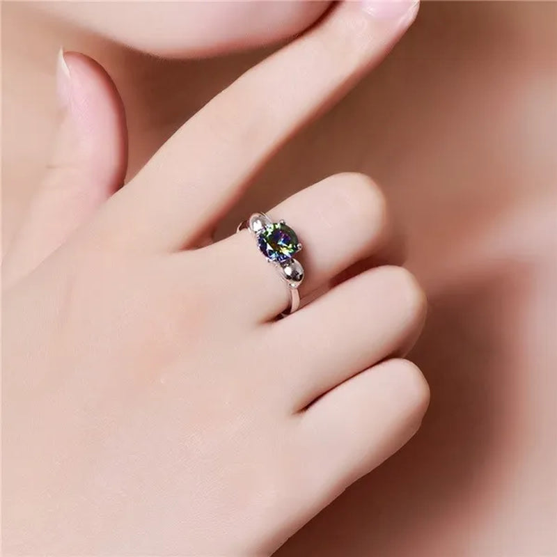 Women Men Rainbow Topaz & Black Spinel Gemstone 925 Sterling Silver Wedding Engagement Band Cocktail Skull Ring Size 6 7 8 9