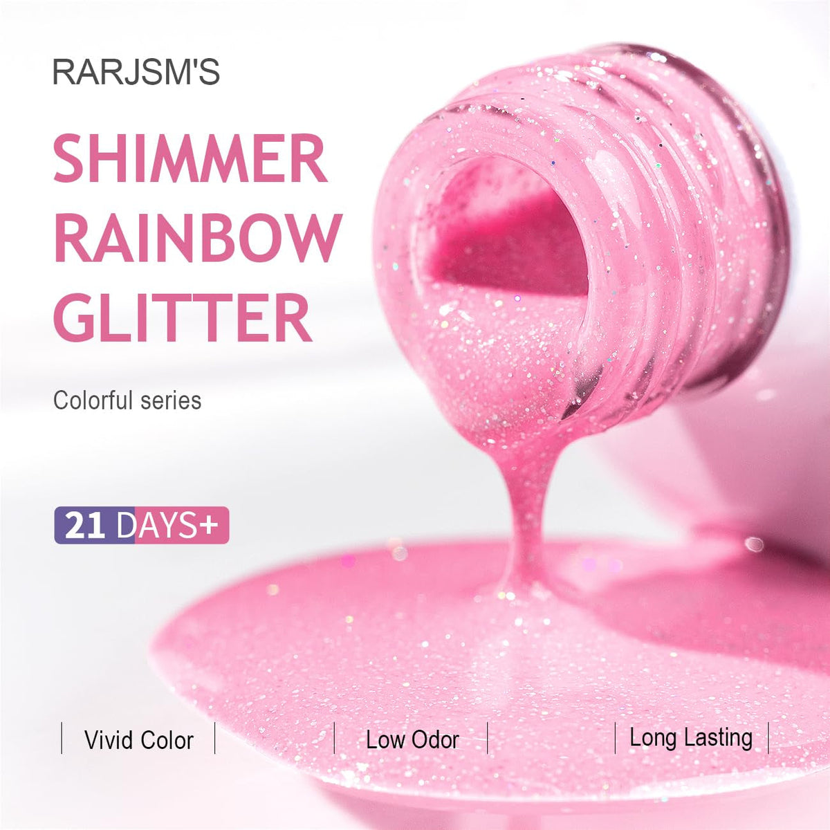 Nude Hot Pink Iridescent Gel Nail Polish Sheer Bright Neon Pink Glitter Jelly Gel Polish Neutral Shimmery Summer Color Sparkle Rainbow Pigment Gel 15ml Soak off Cured Need for Home Salon DIY