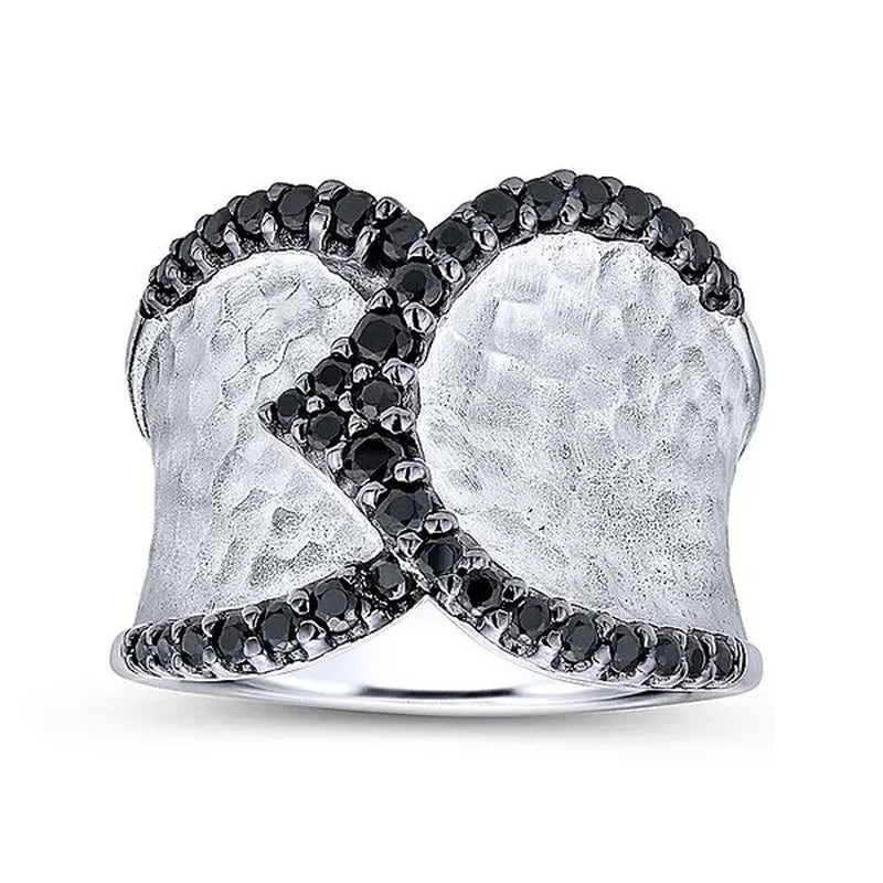 Women's classic creative black and white diamond ring ring 925 silver lady ring