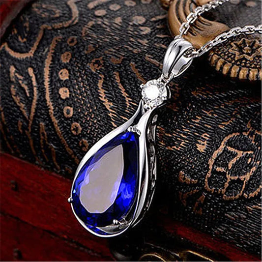 Tanzanite Pendant Sapphire Pendant and Diamond Necklace